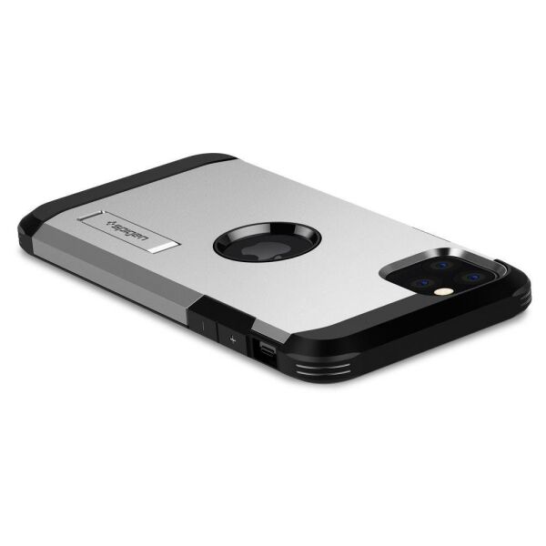Spigen iPhone 11 Pro ile Uyumlu Kılıf Tough Armor Satin Silver