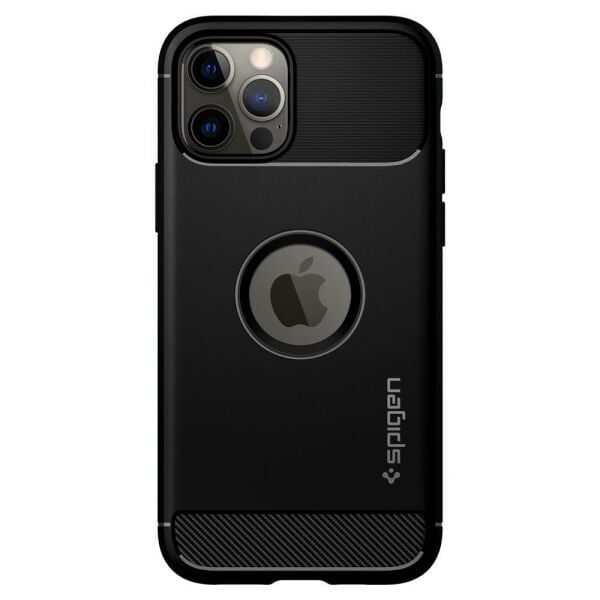 Spigen iPhone 12 Pro / iPhone 12 ile Uyumlu Kılıf Rugged Armor Matte Black