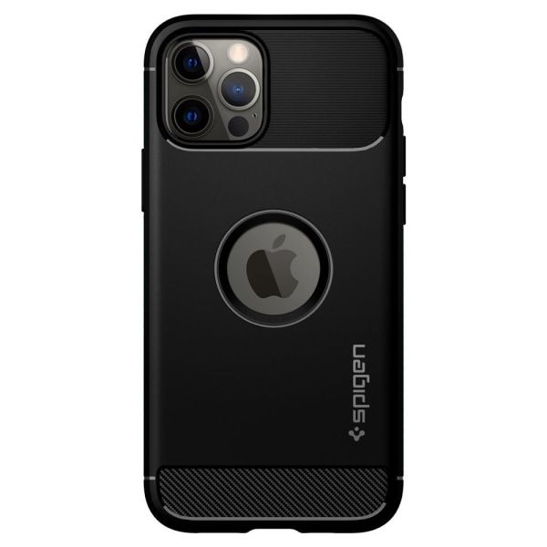Spigen iPhone 12 Pro / iPhone 12 ile Uyumlu Kılıf Rugged Armor Matte Black