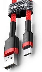 Baseus Cafule Usb Type C 2 metre 2.0A Hızlı Şarj Halat Usb Kablo  Siyah Kırmızı