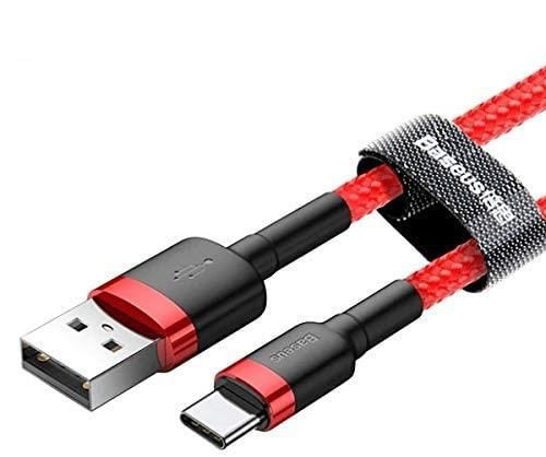 Baseus Cafule Usb Type C 2 metre 2.0A Hızlı Şarj Halat Usb Kablo  Siyah Kırmızı