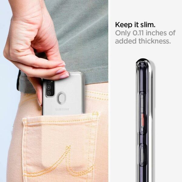Spigen Galaxy M30s ile Uyumlu Kılıf Liquid Crystal 4 Tarafı Tam Koruma Crystal Clear