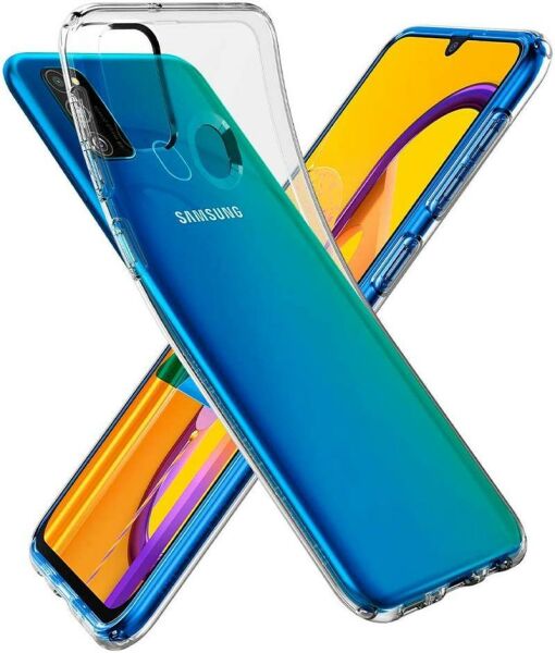 Spigen Galaxy M30s ile Uyumlu Kılıf Liquid Crystal 4 Tarafı Tam Koruma Crystal Clear