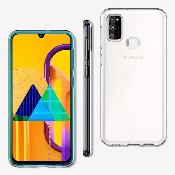 Spigen Galaxy M30s ile Uyumlu Kılıf Liquid Crystal 4 Tarafı Tam Koruma Crystal Clear