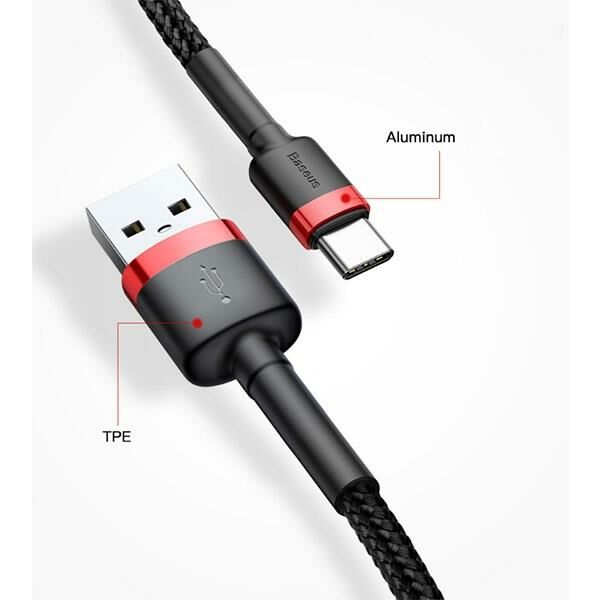 Baseus Cafule Usb Type C 3metre 2.0A Hızlı Şarj Halat Usb Kablo