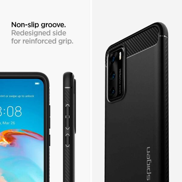 Spigen P40 ile Uyumlu Kılıf Rugged Armor Matte Black