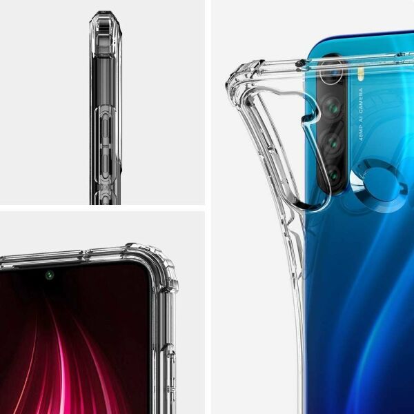 Spigen Redmi Note 8 ile Uyumlu Kılıf Crystal Shell Crystal Clear
