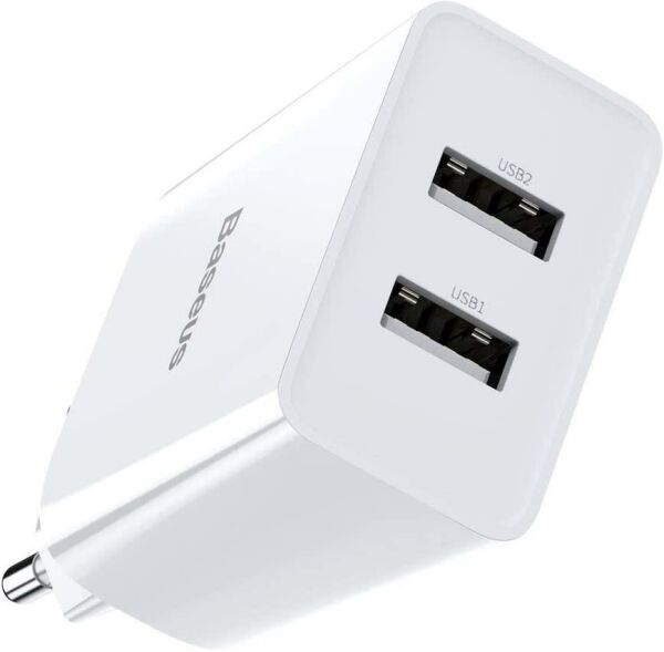 Baseus CCFS-R02 Speed Mini Dual Seyahat Şarjı 10.5W Beyaz