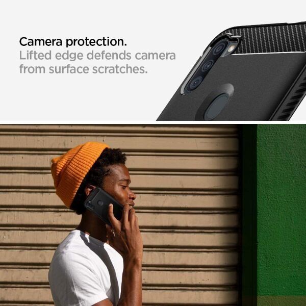 Spigen Galaxy M11 / Galaxy A11 ile Uyumlu Kılıf Rugged Armor Matte Black
