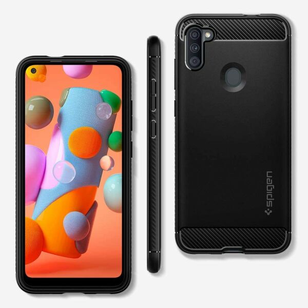 Spigen Galaxy M11 / Galaxy A11 ile Uyumlu Kılıf Rugged Armor Matte Black