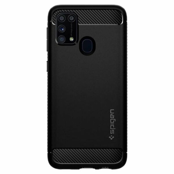 Spigen Galaxy M31 ile Uyumlu Kılıf Rugged Armor Black