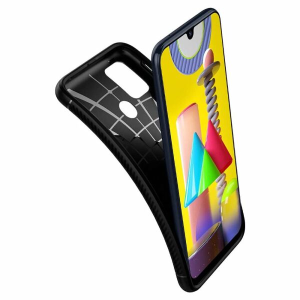 Spigen Galaxy M31 ile Uyumlu Kılıf Rugged Armor Black