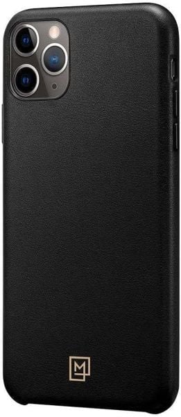 Spigen iPhone 11 Pro Max ile Uyumlu Kılıf La Manon Câlin Premium Deri Tasarım Chic Black