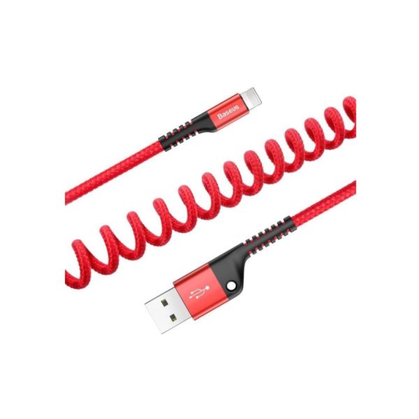 Baseus Fish Eye Spring Lightning Şarj Kablosu Calsr-09 Kırmızı