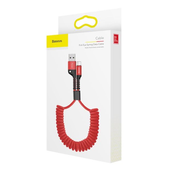 Baseus Fish Eye Spring Lightning Şarj Kablosu Calsr-09 Kırmızı