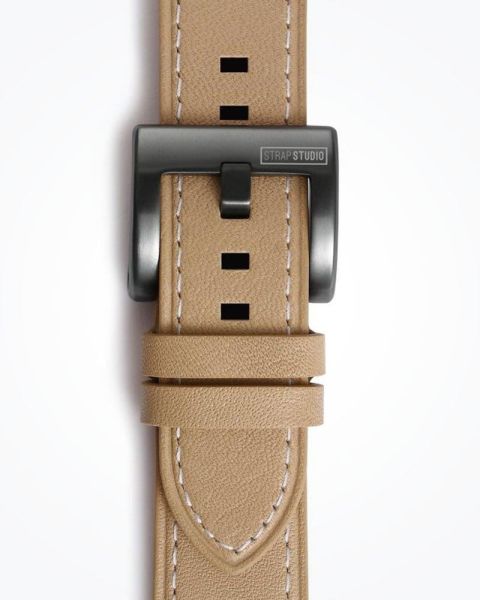 Galaxy Watch 42 mm ve Gear Sport ile Uyumlu Classic Deri Kayış Bej