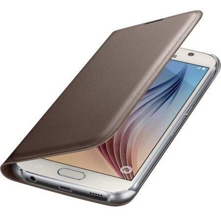 Galaxy S6 ile Uyumlu Flip Wallet (Deri Görünümlü) Altın EF-WG920PFEGWW