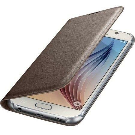 Galaxy S6 ile Uyumlu Flip Wallet (Deri Görünümlü) Altın EF-WG920PFEGWW