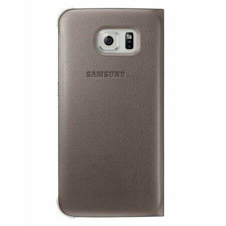 Galaxy S6 ile Uyumlu Flip Wallet (Deri Görünümlü) Altın EF-WG920PFEGWW
