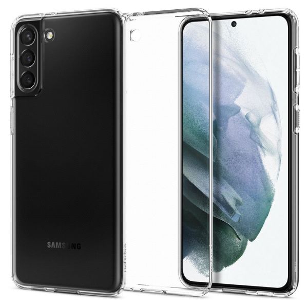 Spigen Galaxy S21 Plus ile Uyumlu Kılıf Liquid Crystal 4 Tarafı Tam Koruma Crystal Clear