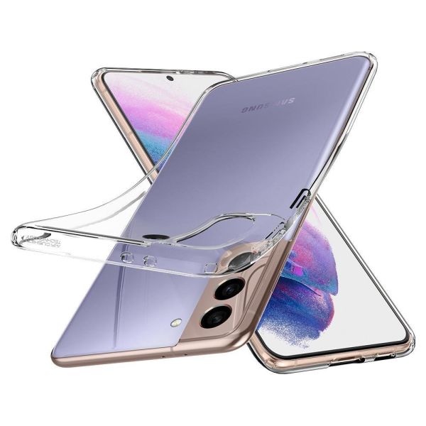 Spigen Galaxy S21 Plus ile Uyumlu Kılıf Liquid Crystal 4 Tarafı Tam Koruma Crystal Clear