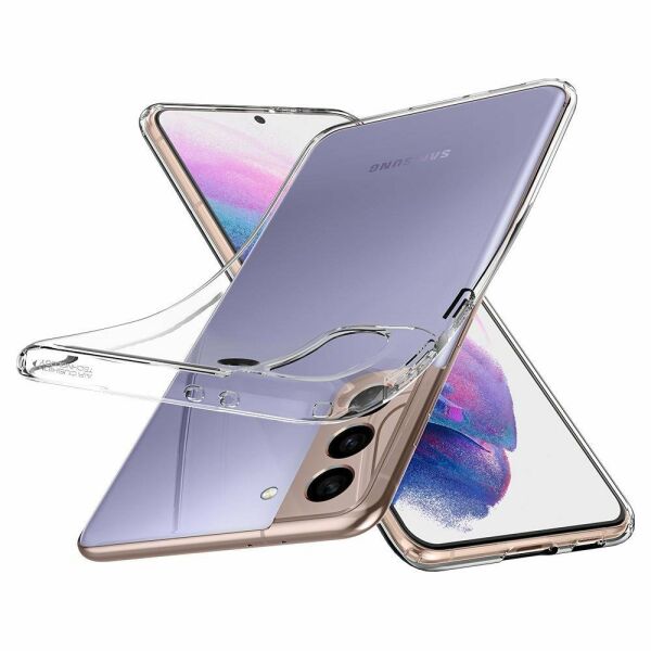 Spigen Galaxy S21 Plus ile Uyumlu Kılıf Liquid Crystal 4 Tarafı Tam Koruma Crystal Clear