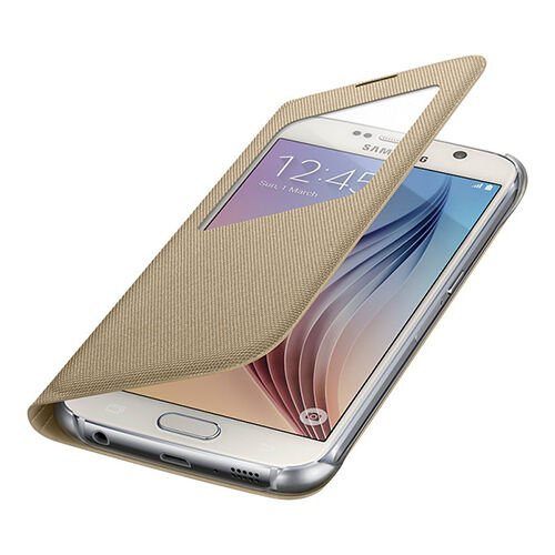 Galaxy S6 ile Uyumlu S View Cover (Tekstil) Altın EF-CG920BFEGWW (Out)