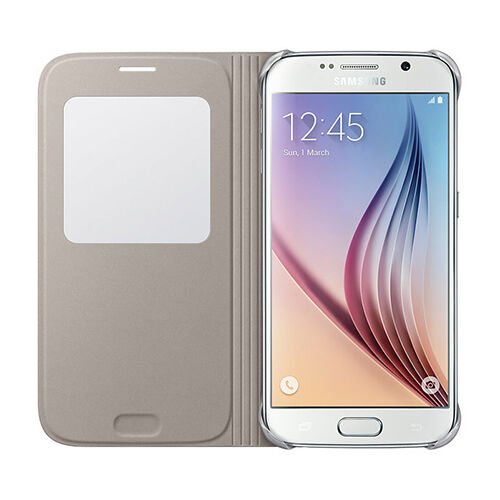 Galaxy S6 ile Uyumlu S View Cover (Tekstil) Altın EF-CG920BFEGWW (Out)