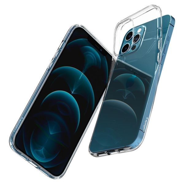 Spigen iPhone 12 Pro Max ile Uyumlu Kılıf Liquid Crystal 4 Tarafı Tam Koruma Crystal Clear