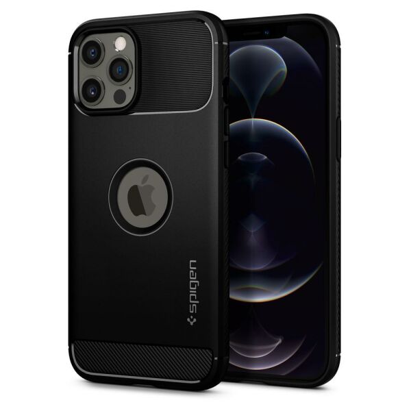 Spigen iPhone 12 Pro Max ile Uyumlu Kılıf Rugged Armor Matte Black