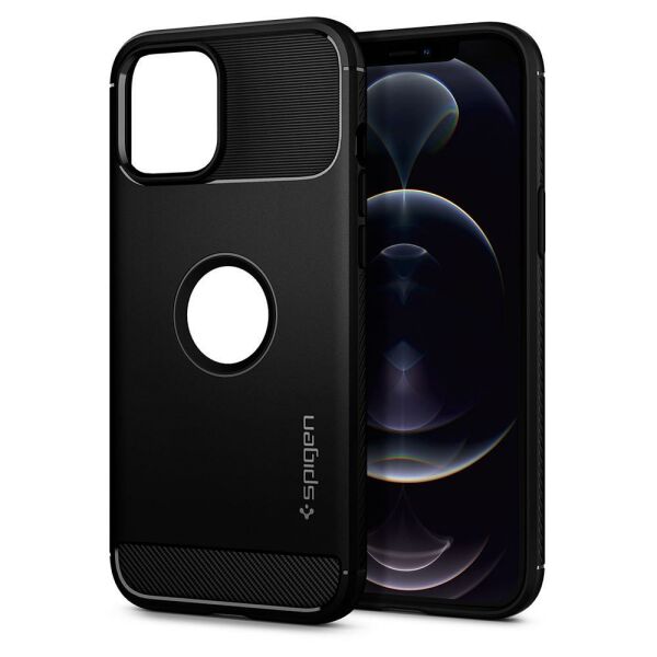 Spigen iPhone 12 Pro Max ile Uyumlu Kılıf Rugged Armor Matte Black