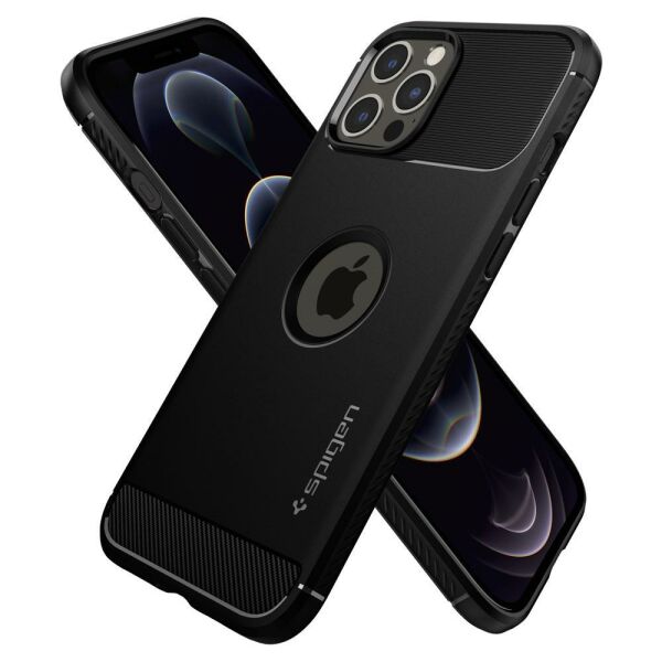 Spigen iPhone 12 Pro Max ile Uyumlu Kılıf Rugged Armor Matte Black