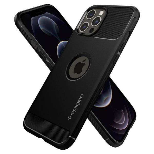 Spigen iPhone 12 Pro Max ile Uyumlu Kılıf Rugged Armor Matte Black
