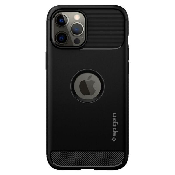 Spigen iPhone 12 Pro Max ile Uyumlu Kılıf Rugged Armor Matte Black