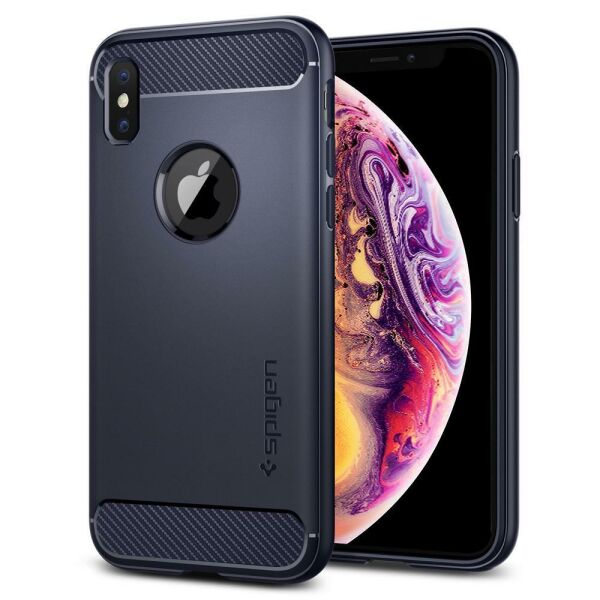 Spigen iPhone XS ile Uyumlu Kılıf Rugged Armor Matte Black