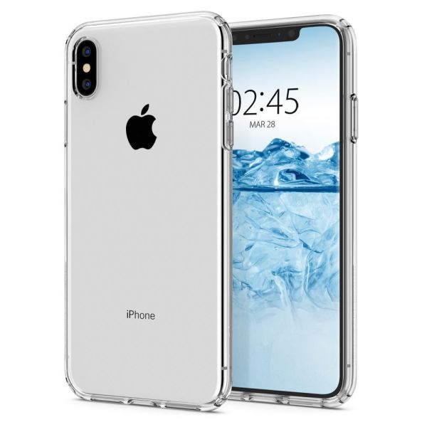 Spigen iPhone XS Max ile Uyumlu Kılıf Liquid Crystal 4 Tarafı Koruma Crystal Clear