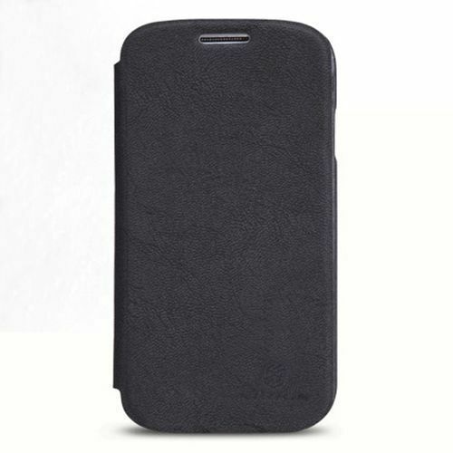Nillkin i9500 Galaxy S4 ile Uyumlu Nillkin Ağaç Dokulu Kapaklı Kılıf Siyah