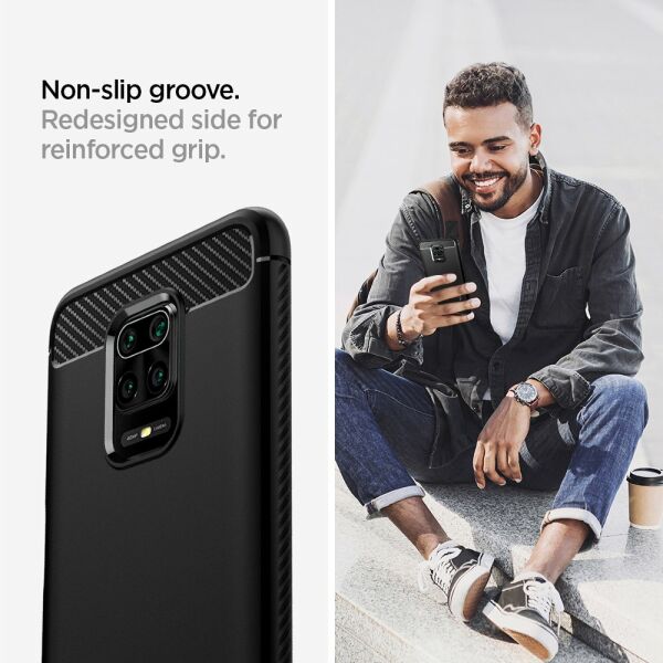 Spigen Pocopone M2 Pro/Redmi Note 9 Pro Max / Note 9s ile Uyumlu Kılıf Rugged Armor Black