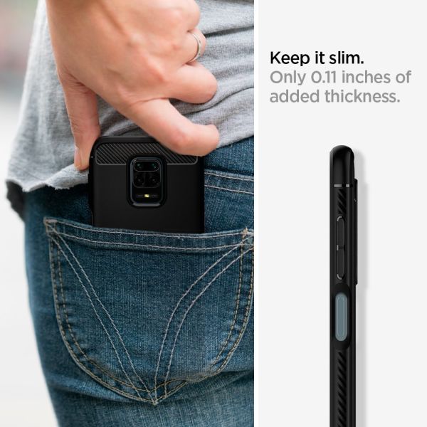 Spigen Pocopone M2 Pro/Redmi Note 9 Pro Max / Note 9s ile Uyumlu Kılıf Rugged Armor Black