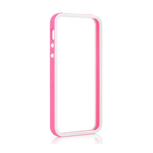 Tavik iPhone SE/5S/5 ile Uyumlu Kılıf Bumper Beyaz Pembe PKG1170