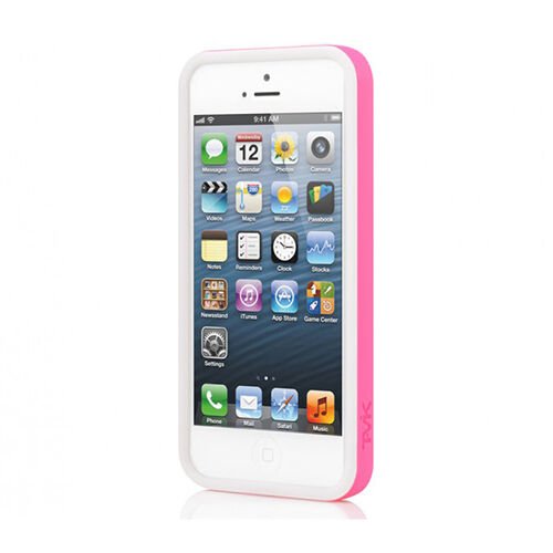 Tavik iPhone SE/5S/5 ile Uyumlu Kılıf Bumper Beyaz Pembe PKG1170