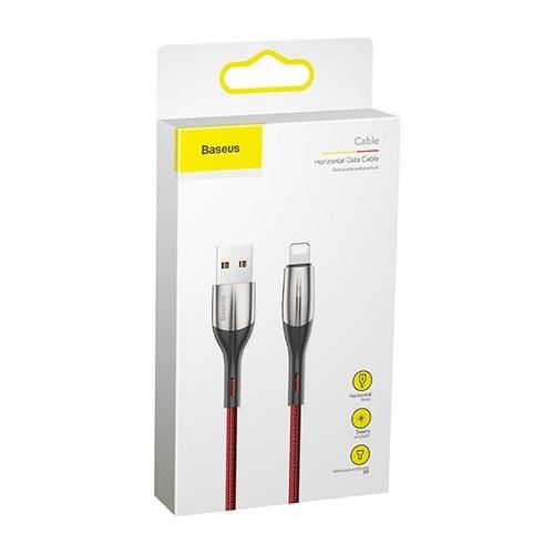 Baseus Lightning Horizontal Data ve Şarj Kablosu Işıklı 2M CALSP-C09 Kırmızı