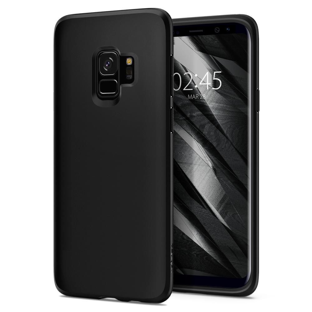 Spigen Galaxy S9 ile Uyumlu Kılıf Liquid Crystal 4 Tarafı Koruma Matte Black