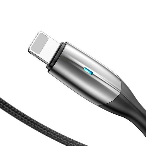 Baseus Lightning Horizontal Data ve Şarj Kablosu Işıklı 50CM CALSP-A01 Siyah