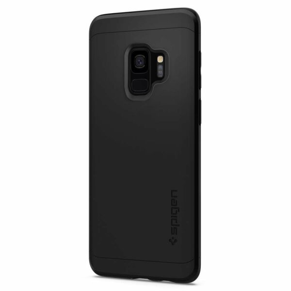 Spigen Galaxy S9 ile Uyumlu Kılıf Thin Fit 360 + Tempered Glass Cam Koruyucu Black