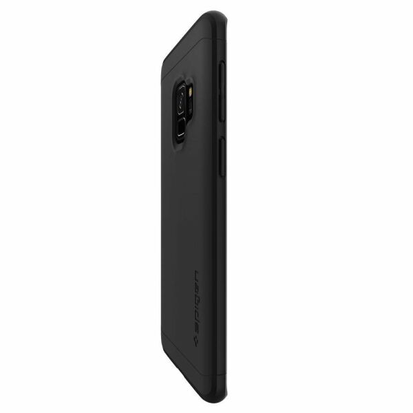 Spigen Galaxy S9 ile Uyumlu Kılıf Thin Fit 360 + Tempered Glass Cam Koruyucu Black