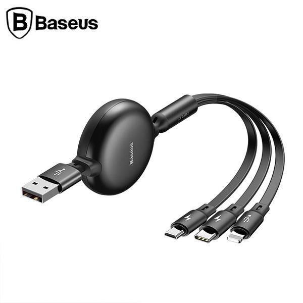 Baseus Little Octopus 3in1 Type-C+İPhone+Micro Usb Şarj Kablo 1.2M-Siyah