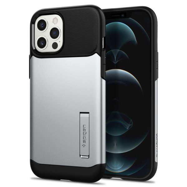 Spigen iPhone 12 Pro Max ile Uyumlu Kılıf Slim Armor Satin Silver