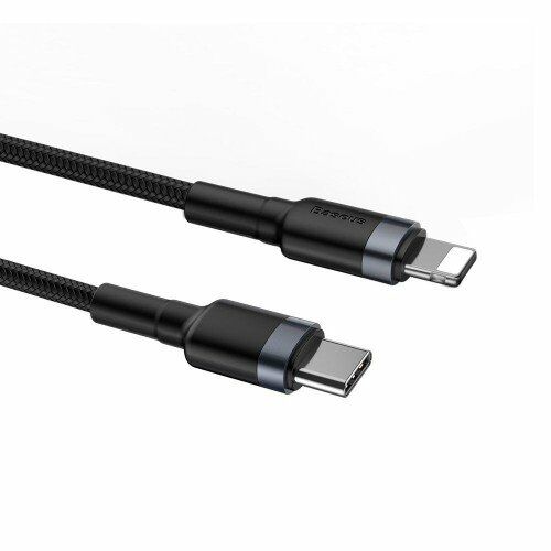 Baseus PD18W Cafule Series Type-C to Lightning Hızlı Şarj Kablosu 1mt Siyah Gri CATLKLF-G1