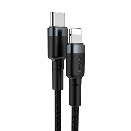 Baseus PD18W Cafule Series Type-C to Lightning Hızlı Şarj Kablosu 1mt Siyah Gri CATLKLF-G1